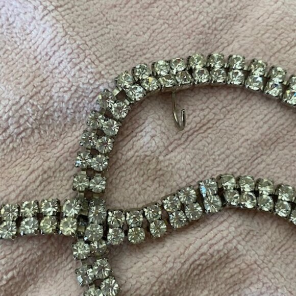 Vintage 5pc ANTIQUE SILVER & RHINESTONE Belt BRACELET Necklace EARRINGS HairClip - Picture 12 of 14